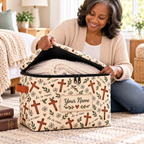 Cream Daisy Botanical Personalized Square Storage Basket With Lid