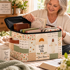 Sage Sunrise Patchwork Personalized Square Storage Basket With Lid