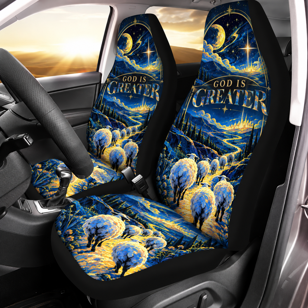 God Is Greater Sheep Car Seat Covers