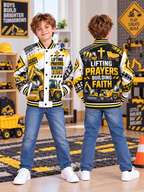 Lifting Prayers Building Faith Kids Baseball Jacket