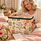 Mom Wildflower Patchwork Personalized Square Storage Basket With Lid