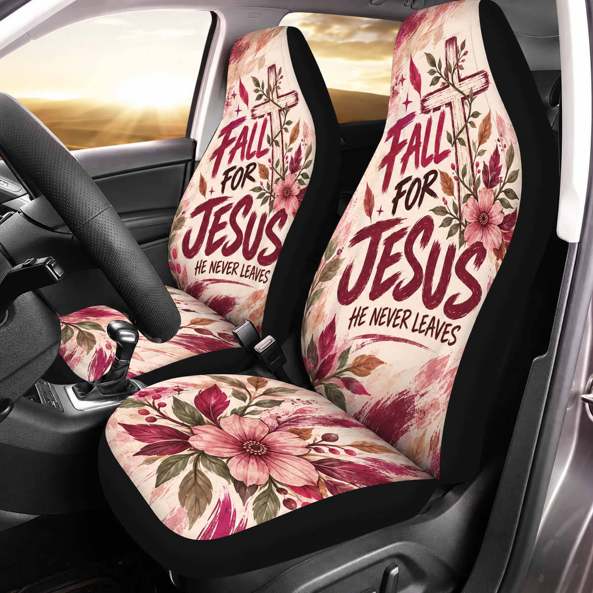 Fall For Jesus Floral Car Seat Covers