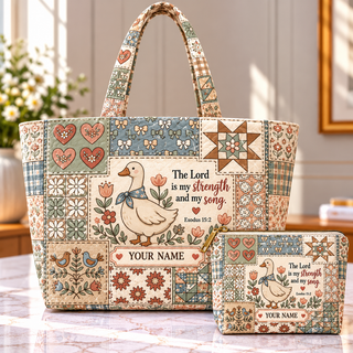 Country Goose Patchwork Personalized Quilted Shoulder Bag & Storage Bag