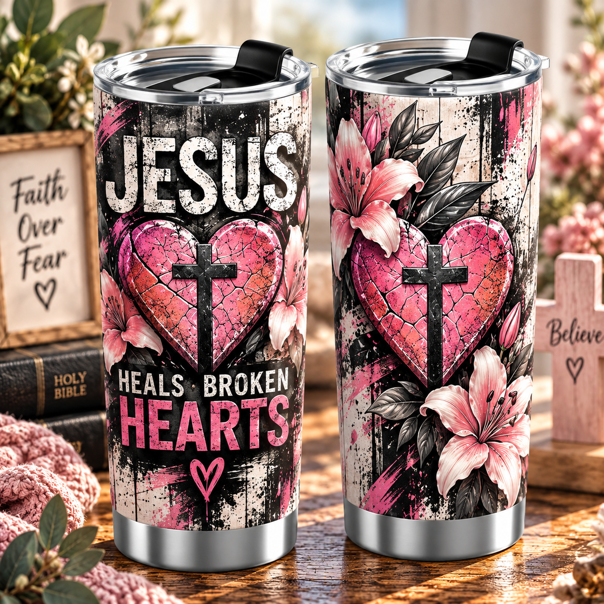 Jesus Heals Broken Hearts Normal Tumbler
