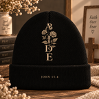 Black Botanical Floral Beanie Hat