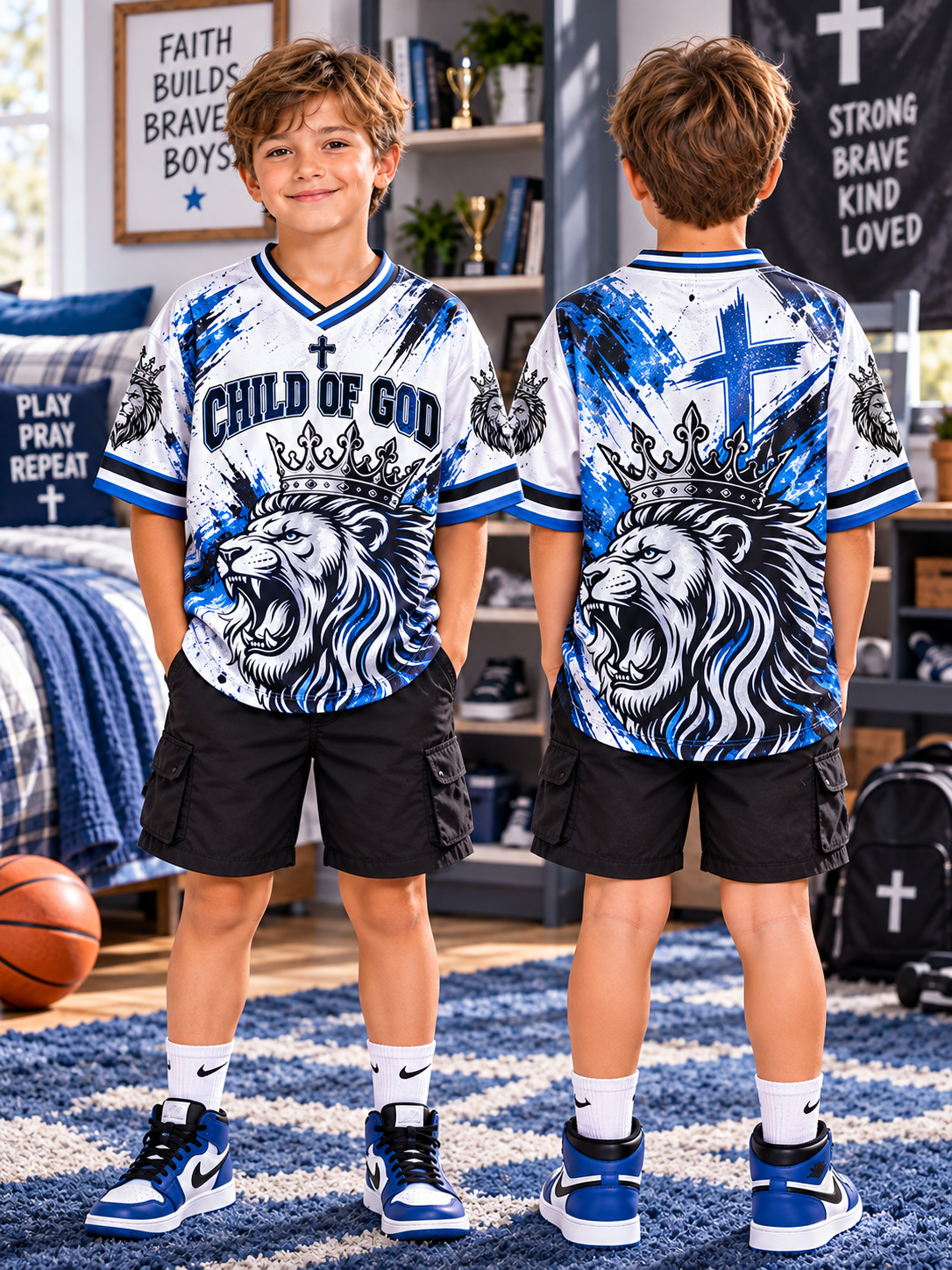 Child Of God Lion Kids T-Shirt Jersey