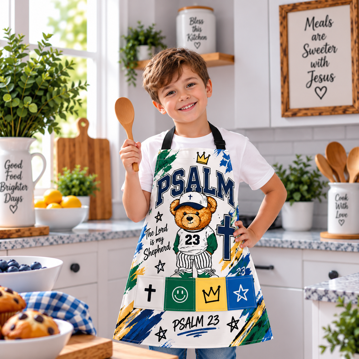 The Lord Is My Shepherd Teddy Bear Kids Apron