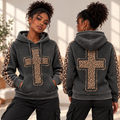 Charcoal Leopard Accent Waffle Hoodie