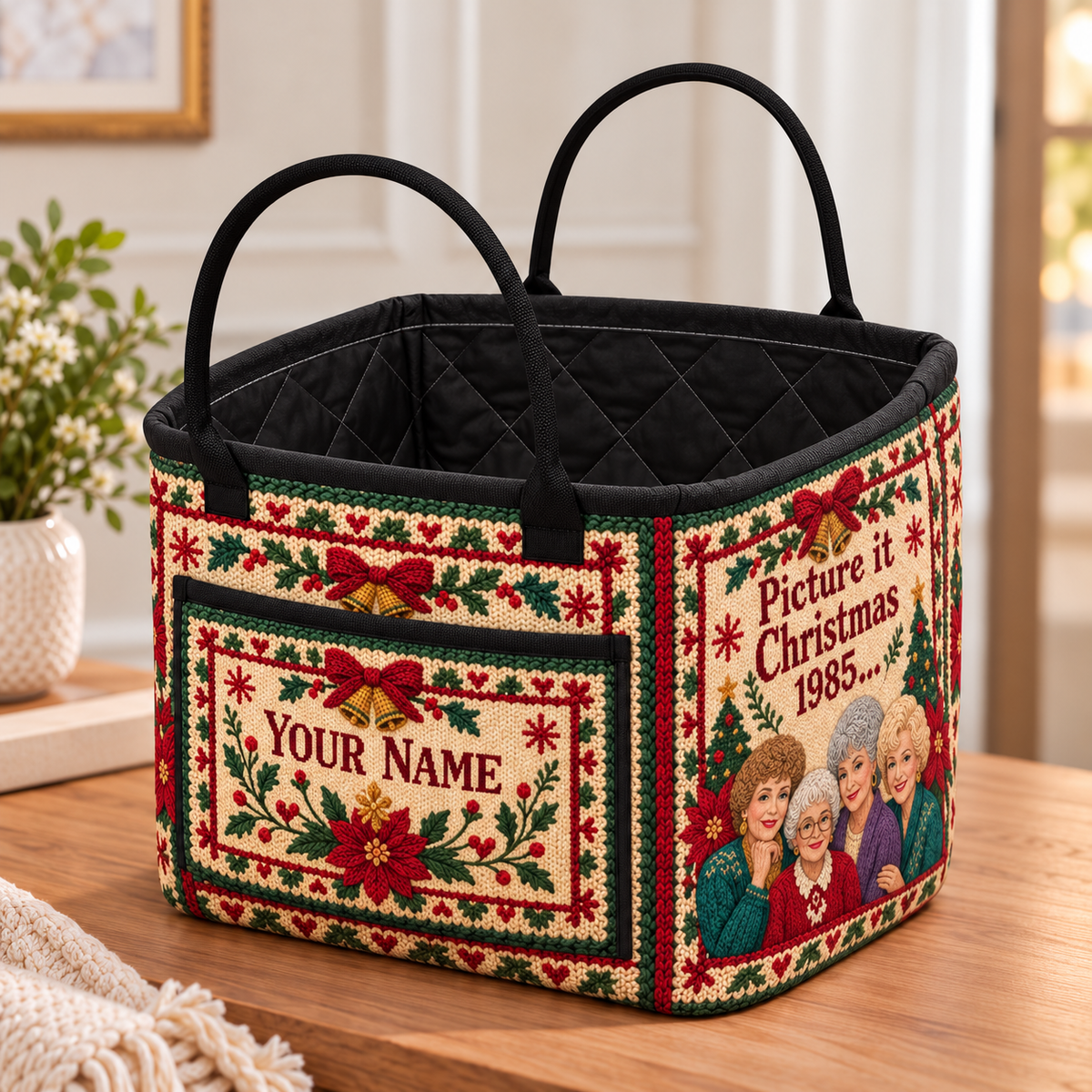 Golden Girls Holiday Personalized Quilted Storage Basket