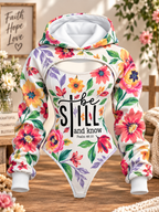 Be Still Floral Psalm 46:10 Hooded Jumpsuit