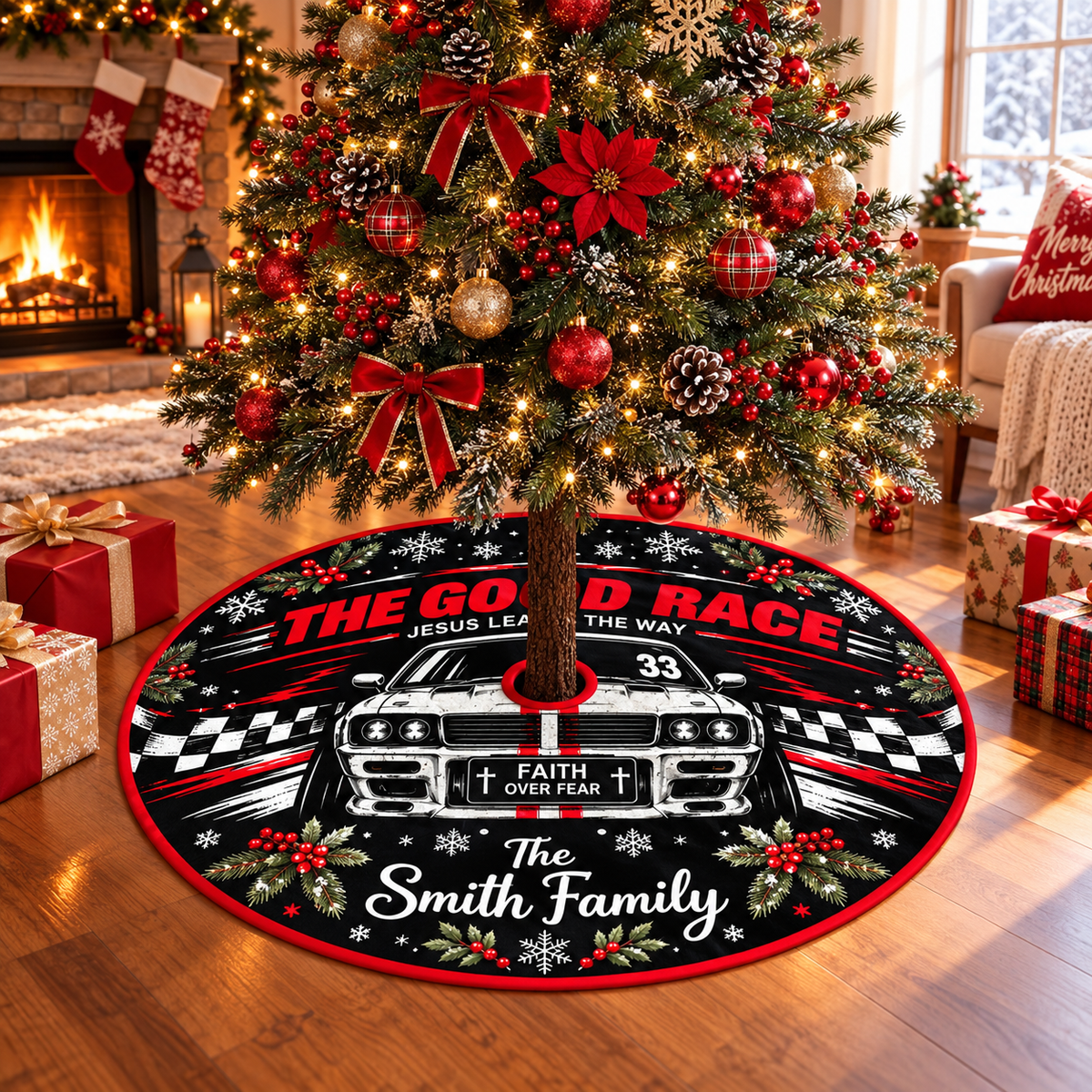 The God Race Personalized Christmas Tree Skirt