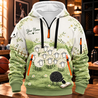 Meadow Sheep Personalized Half-Zip Hoodie