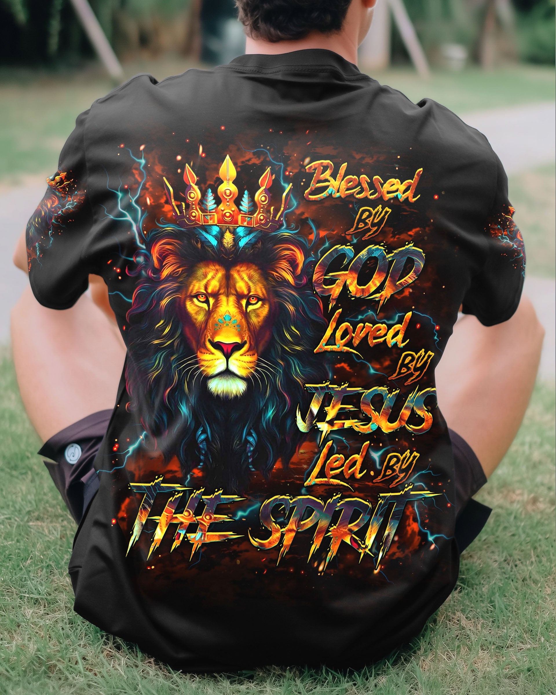 Blessed By God Loved By Jesus Lion Men's All Over Print Shirt - Trunx642395