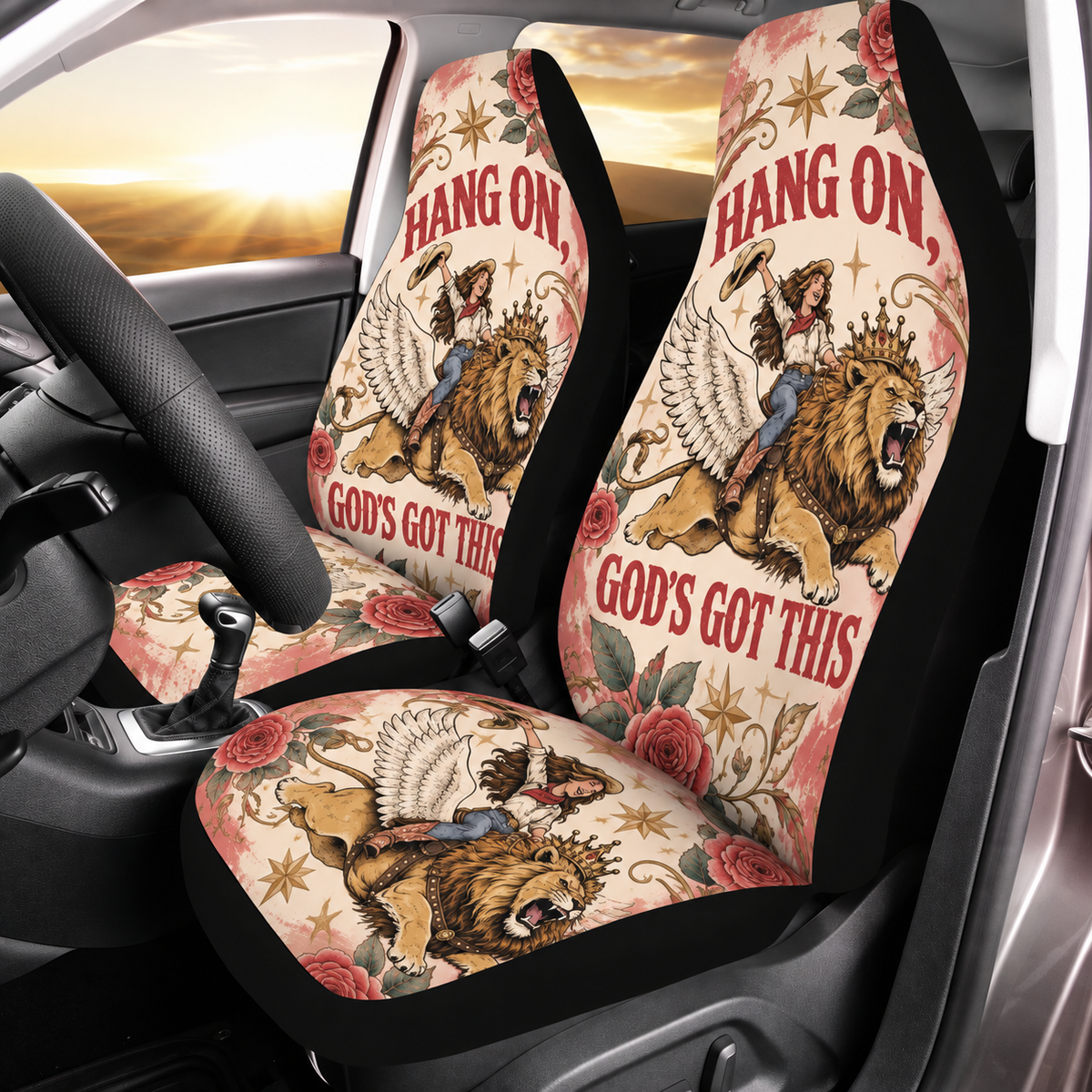 God's Got This Winged Lion Car Seat Covers