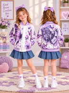 Girl Be Too Much Butterfly Kids Baseball Jacket