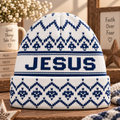 Navy Nordic Pattern Beanie Hat