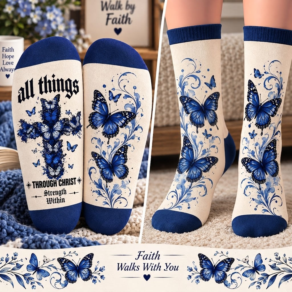 All Things Through Christ Mid-Tube Socks