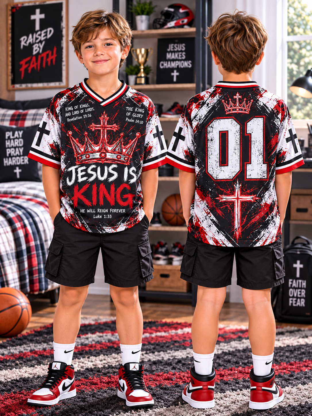 Jesus Is King Crown Kids T-Shirt Jersey