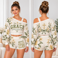 Grace Through Faith One-Shoulder Top and Shorts Set