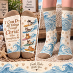 Surfing Cats Philippians 4:13 Mid-Tube Socks