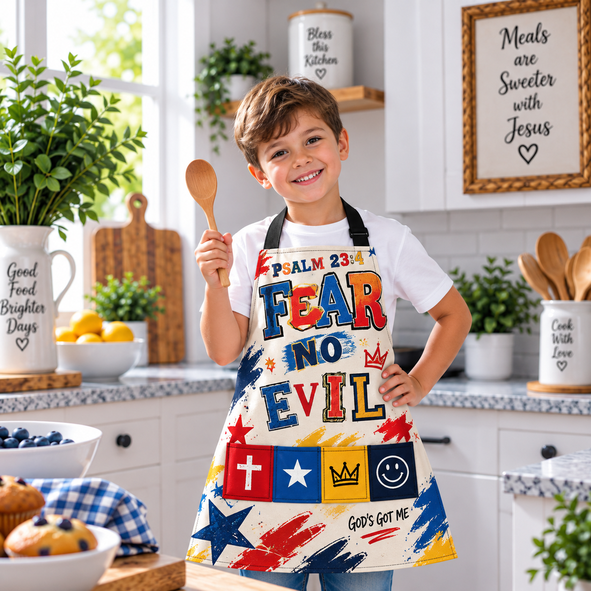 Fear No Evil Crown Kids Apron