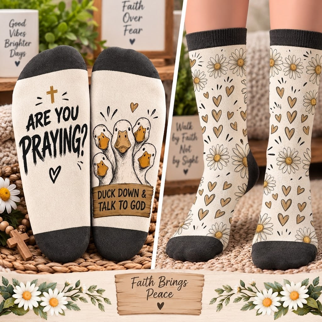 Duck Down and Talk to God Mid-Tube Socks