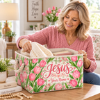 Pink Tulip Personalized Storage Basket