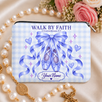 Walk By Faith Blue Ballet Personalized PU Leather Pouch