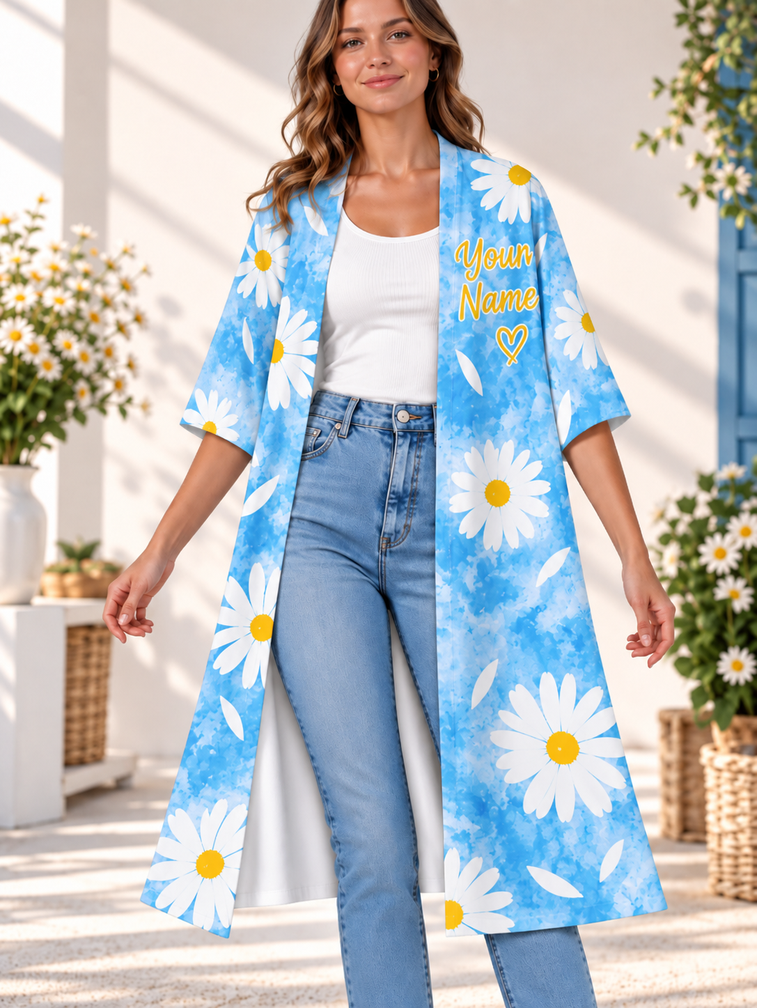 Tie Dye Daisy Personalized Women's Short Sleeved Cape