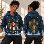 Navy Snowy Pines Green Bow Waffle Hoodie