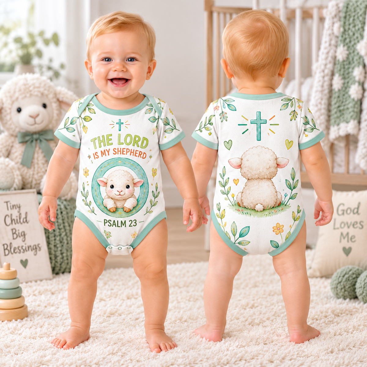 The Lord Is My Shepherd Lamb Baby Bodysuit