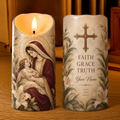 Mary and Baby Jesus Personalized Flameless LED Candle