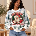 Funny Santa Reading Waffle Sweatshirt