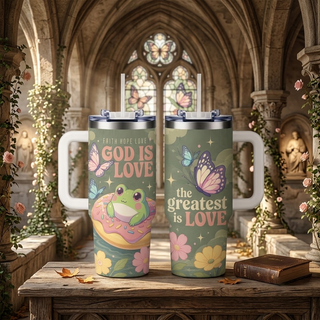 God Is Love Cute Frog Donut – 40oz Top Tumbler
