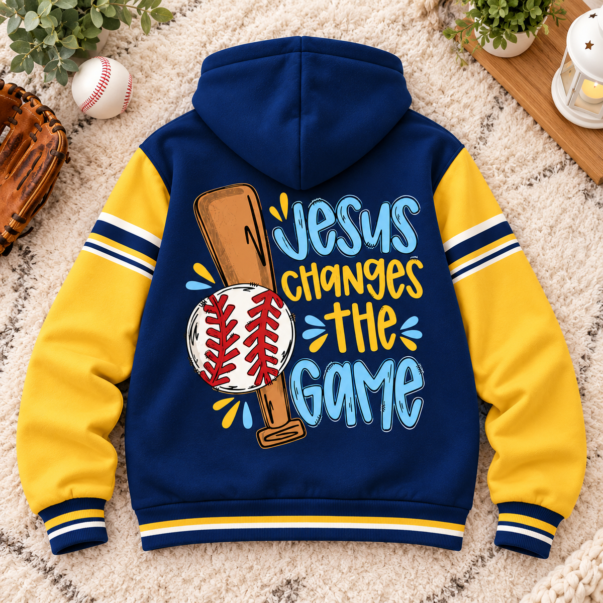 Baseball Bat Navy Gold Personalized Fleece Jacket