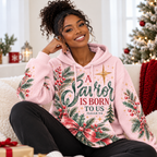 Pink Evergreen Red Bow Waffle Hoodie