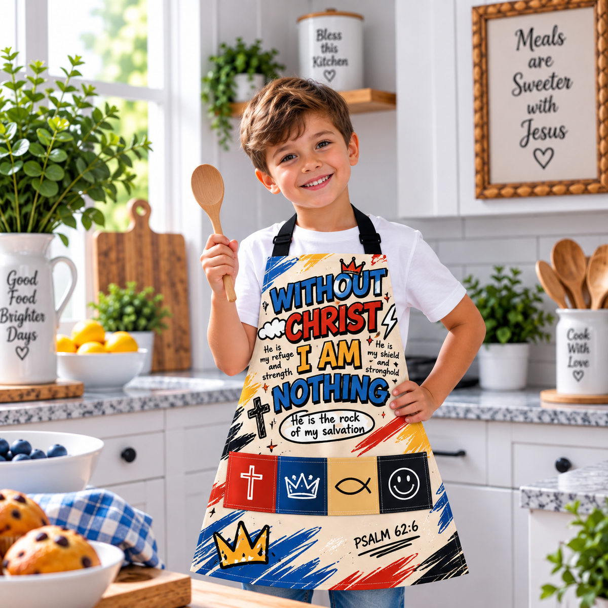 Without Christ I Am Nothing Crown Kids Apron
