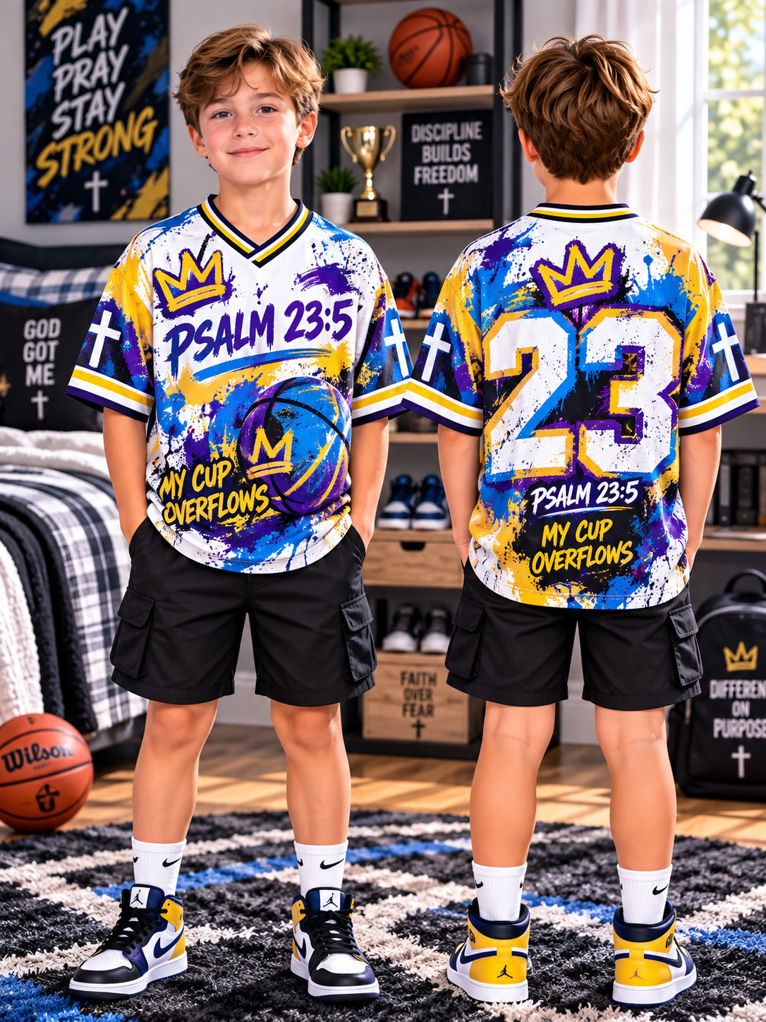 My Cup Overflows Basketball Kids T-Shirt Jersey