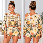 This Little Light of Mine One-Shoulder Top and Shorts Set