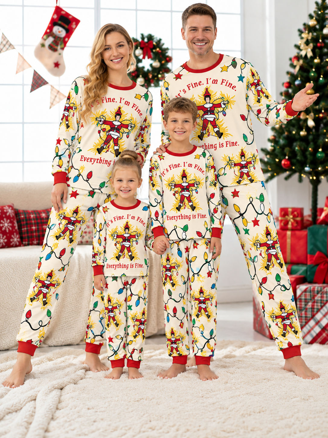 It's Fine I'm Fine Nutcracker Family Mixed Cotton Pajamas