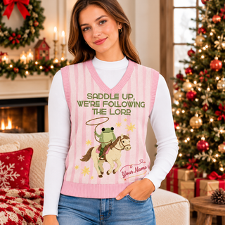 Horseback Frog Personalized Knitted V-Neck Vest