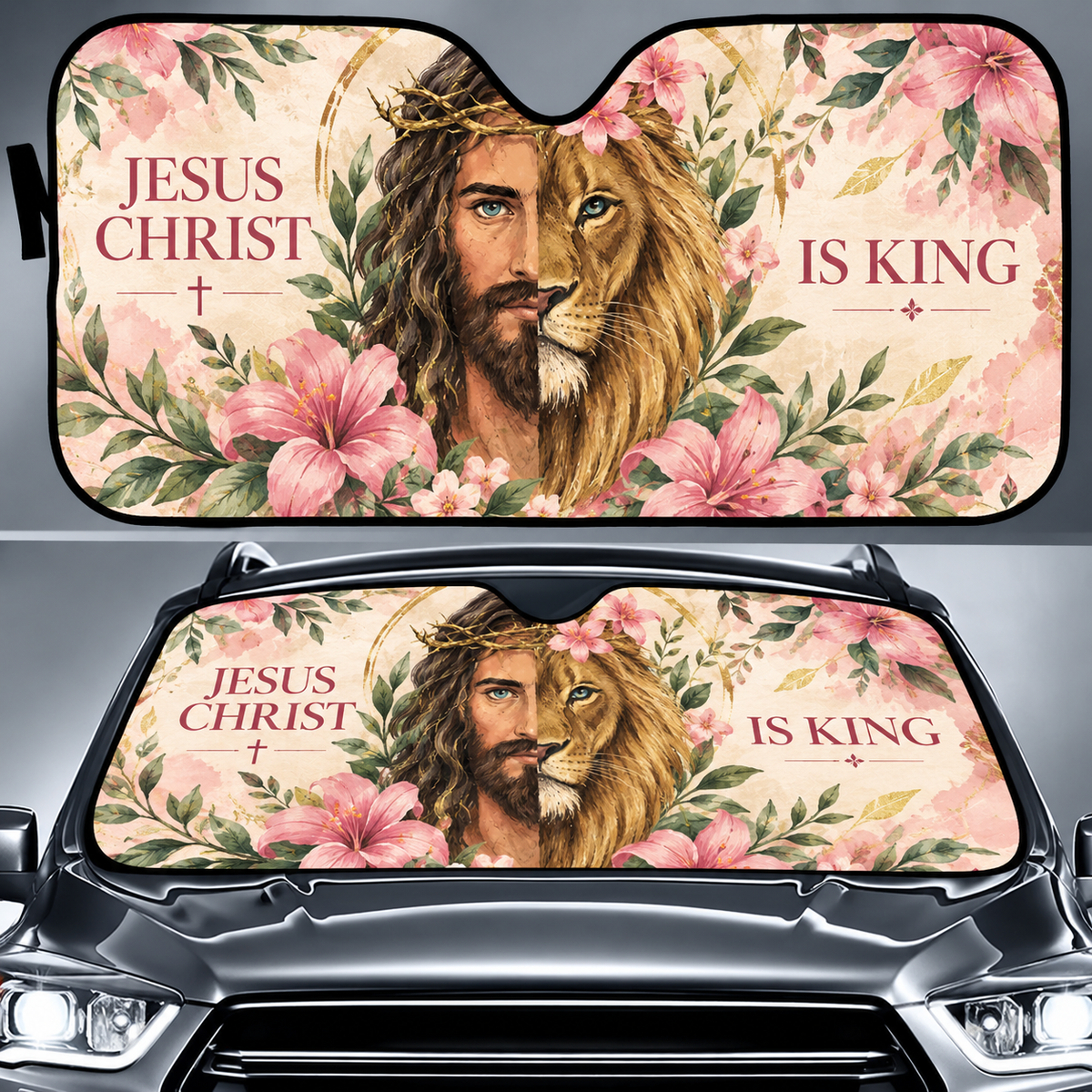 Jesus Christ Lion Is King Car Sun Shade