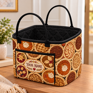 Autumn Pies Personalized Quilted Storage Basket