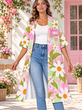 Pink Tie Dye Daisy Personalized Women's Short Sleeved Cape