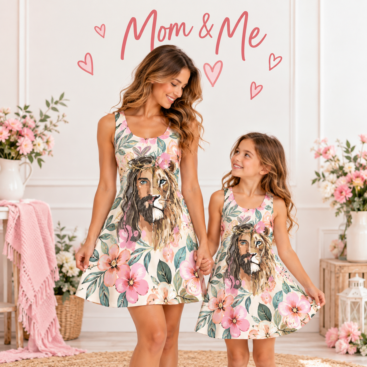 Lion Floral Matching Sleeveless Dress