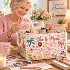 She Is Mom Floral Bow Personalized Storage Basket