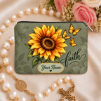 Faith Sunflower Personalized PU Leather Pouch