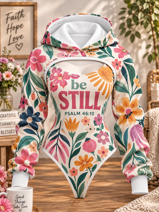 Be Still Wildflower Psalm 46:10 Hooded Jumpsuit