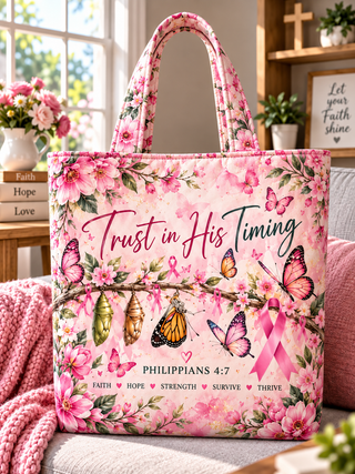 Trust in His Timing Butterfly Tote Bag