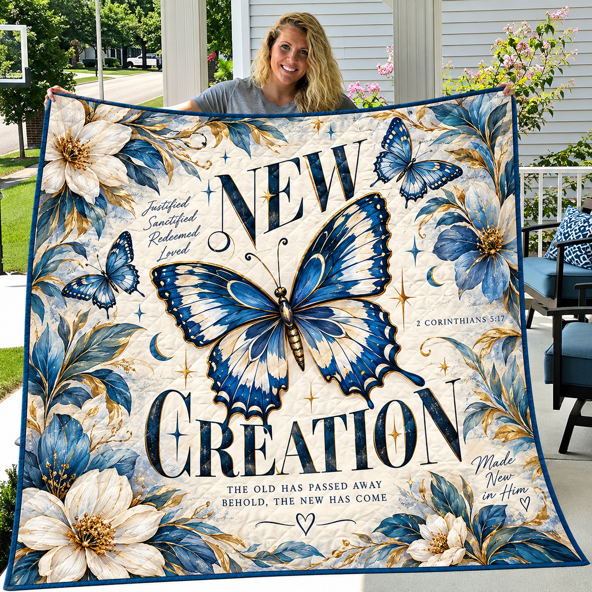 New Creation Blue Butterfly Quilt